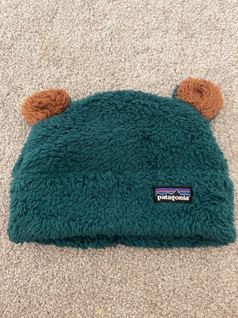 Patagonia Teal Baby Furry Friends Fleece Hat